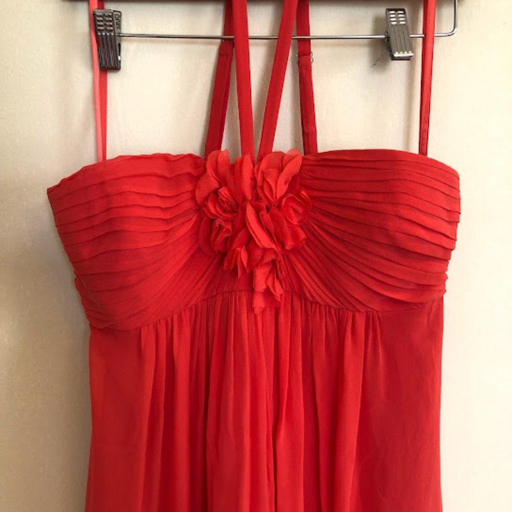 BCBGMaxAzria Coral Silk Maxi Gown NWOT